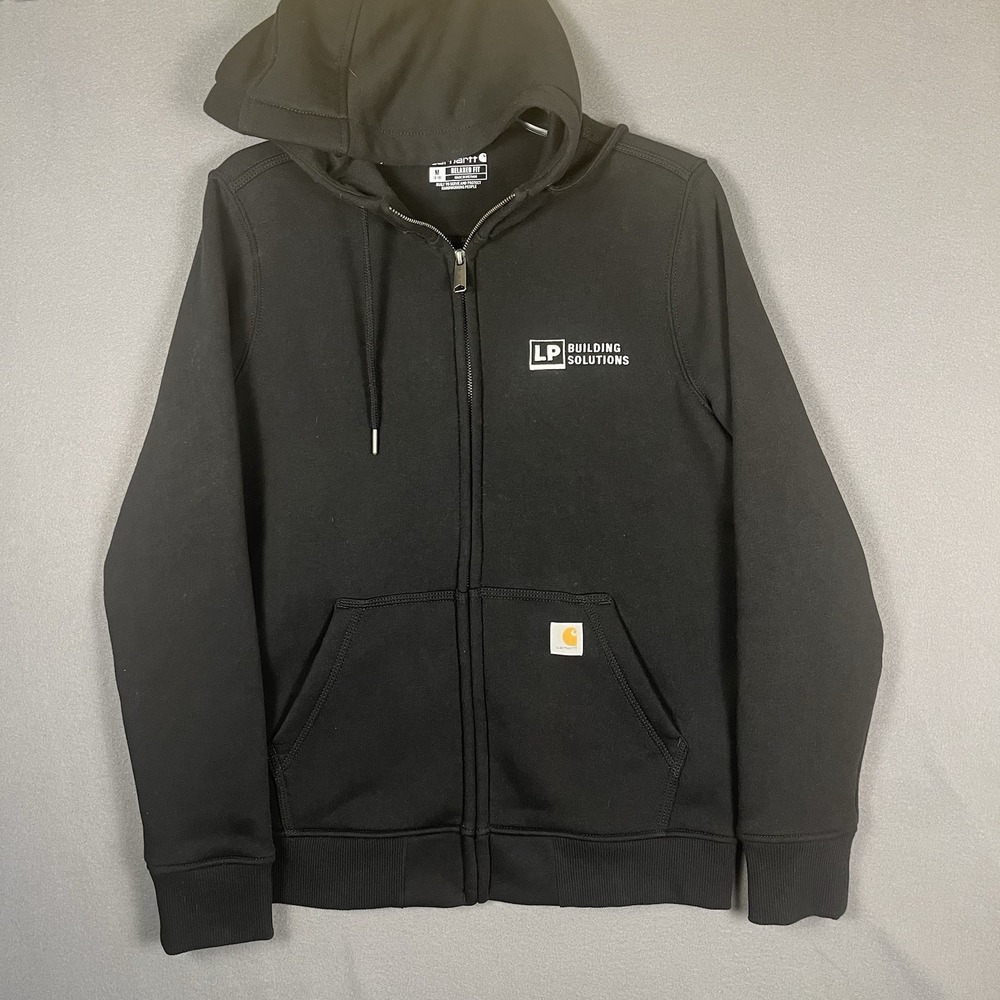 Carhartt Black Hoodie Womens Med Relaxed Fit Full Zip Sweatshirt‎ 102788